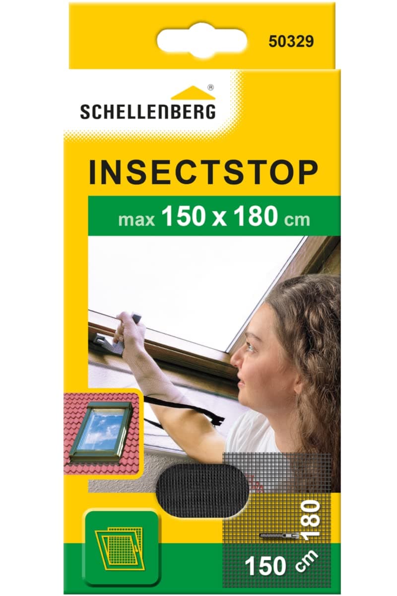 Schellenberg50329 Fly Screen, Insect, Mosquito Protection for skylights, White or Dark Gray (150 x 180 cm), 150x180cm