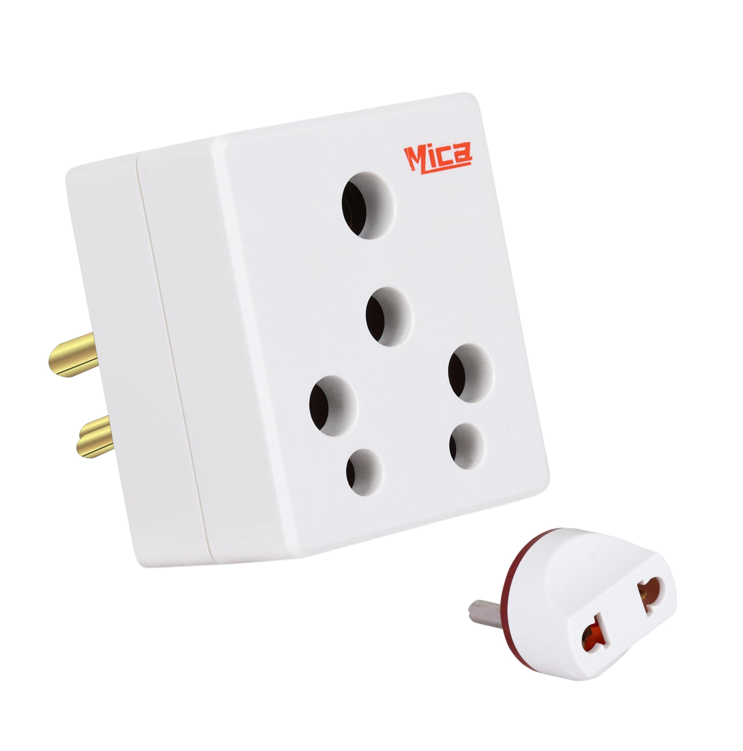 MICA 6 amp. to 16 amp. Ceramic Inside Solid 3 Pin Conversion Plug and MICA 2 Pin 6 amp. Universal Travel Adapter Conversion Plug (1)