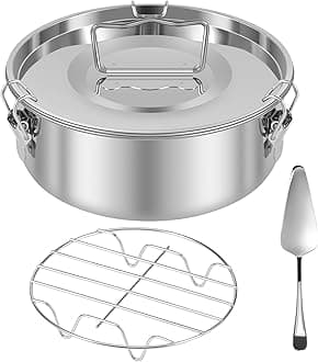 1.5QT Flan Mold with Lid Stainless Steel Flan Pan Mold with Steam Rack and Cake Spatula Flan Maker, Baking Pan Flan containers for 6-8QT Fast Pot Making Cheese Cake Pudding