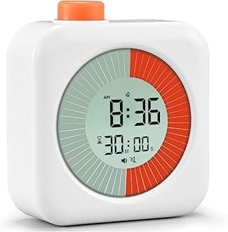 Digital Visual Timer,60-Minute Countdown Timer for Kids and Adults,LCD Screen Pomodoro Time Management Education Tool,Timer Clock Alarm 3-in-1 for Kitchen,School,Office,ADHD - White