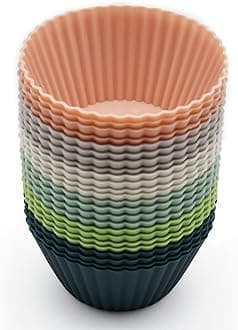 Reusable Silicone Cupcake Baking Cups 24 Pack, 2.75 inch Silicone Baking Cups, Non-stick Muffin Cupcake Liners for Party Halloween Christmas, Easy Clean Pastry Muffin Molds（Multicolor）