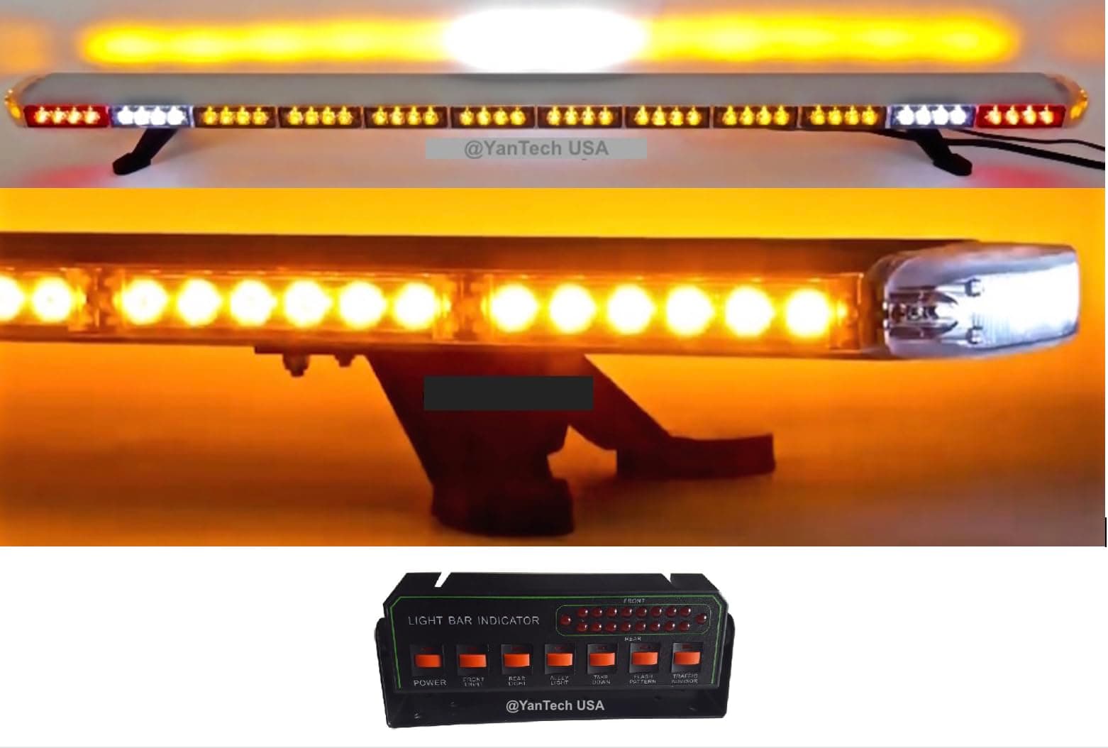 YanTech 60" Amber Clear Super Bright LED Light Bar 102 LEDs Flashing Warning Tow Truck Wrecker Police Snow Plow with CARGO LIGHTS and BRAKE and TURN SIGNAL LIGHTS - USA Warranty w/Lifetime Service
