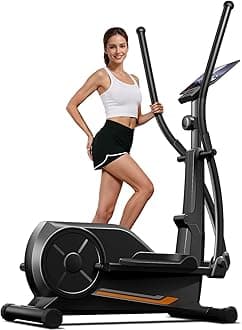 CURSOR FITNESS Elliptical Machine, Elliptical Exercise Machine for Home, Elliptical Training Machines with 8 Levels Resistance, Silent Magnetic Elliptical Trainer with 12" Stride and LCD Monitor