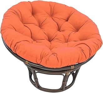 Large Round Papasan Chair Cushion, Thick Outdoor Rocking Chair Cushion, Rattan Hanging Basket Cushion, Egg Nest Replacement Pad(Orange,70 * 70cm)