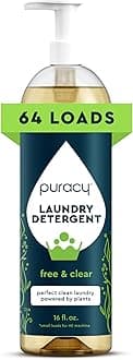 Puracy Liquid Laundry Detergent Refill- 64 fl oz 256 Loads- Gentle on Sensitive Skin- Free & Clear Scent, Natural Liquid Laundry Detergent-Liquid Concentrate Laundry Pouch with Stain Fighting Enzymes