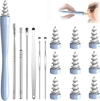 Ear Wax Removal Tool, 2025 Ear Wax Removal Reusable and Washable Replacement Soft Silicone Tips for Cleaner Earwax, Ear Wax Removal Kit Contains 7 Types of Ear Cleaner Tools