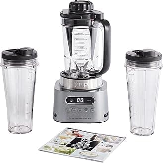 Ninja Foodi MAX Power Nutri Blender 2-in-1, Blend Smoothie Bowls, Thick Spreads & Frozen Drinks, Automatic Programs, SmartTorque, 1L Jug, 2x 700ml Cups, 1100W, Silver CB150ME, 2 Years Warranty