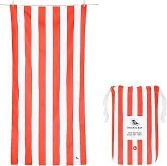 Dock & Bay Beach Towel - Quick Dry, Sand Free - Compact, Lightweight - 100% Recycled - Includes Bag - Cabana - Waikiki Coral Red - Large (160x90cm, 63x35)