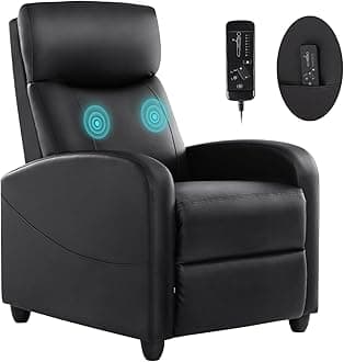 Smug Recliner Chair for Living Room, Leather Recliners, Home Theater Seating with Lumbar Support with Adjustable Backrest and Footrest, Modern Living Room Furniture with Padded Seat Backrest, Black