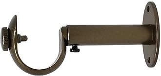 Urbanest Adjustable Solid Zinc Curtain Rod Bracket Wall Holder, Fits 1-inch Diameter Rod, Antique Gold