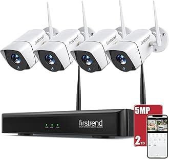 firstrend Wireless Security Camera System, 5MP Security System Wireless with 4 CCTV Cameras Ultra HD Two Way Audio 8CH NVR 2TB Hard Drive Night Vision Motion Alarm APP for Home Indoor Outdoor