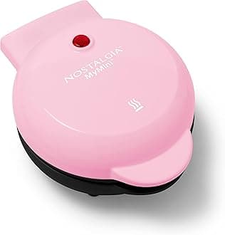 Nostalgia MyMini Personal Electric Waffle Maker, 5-Inch Cooking Surface, Waffle Iron for Hash Browns, French Toast, Grilled Cheese, Quesadilla, Brownies, Cookies, Pink