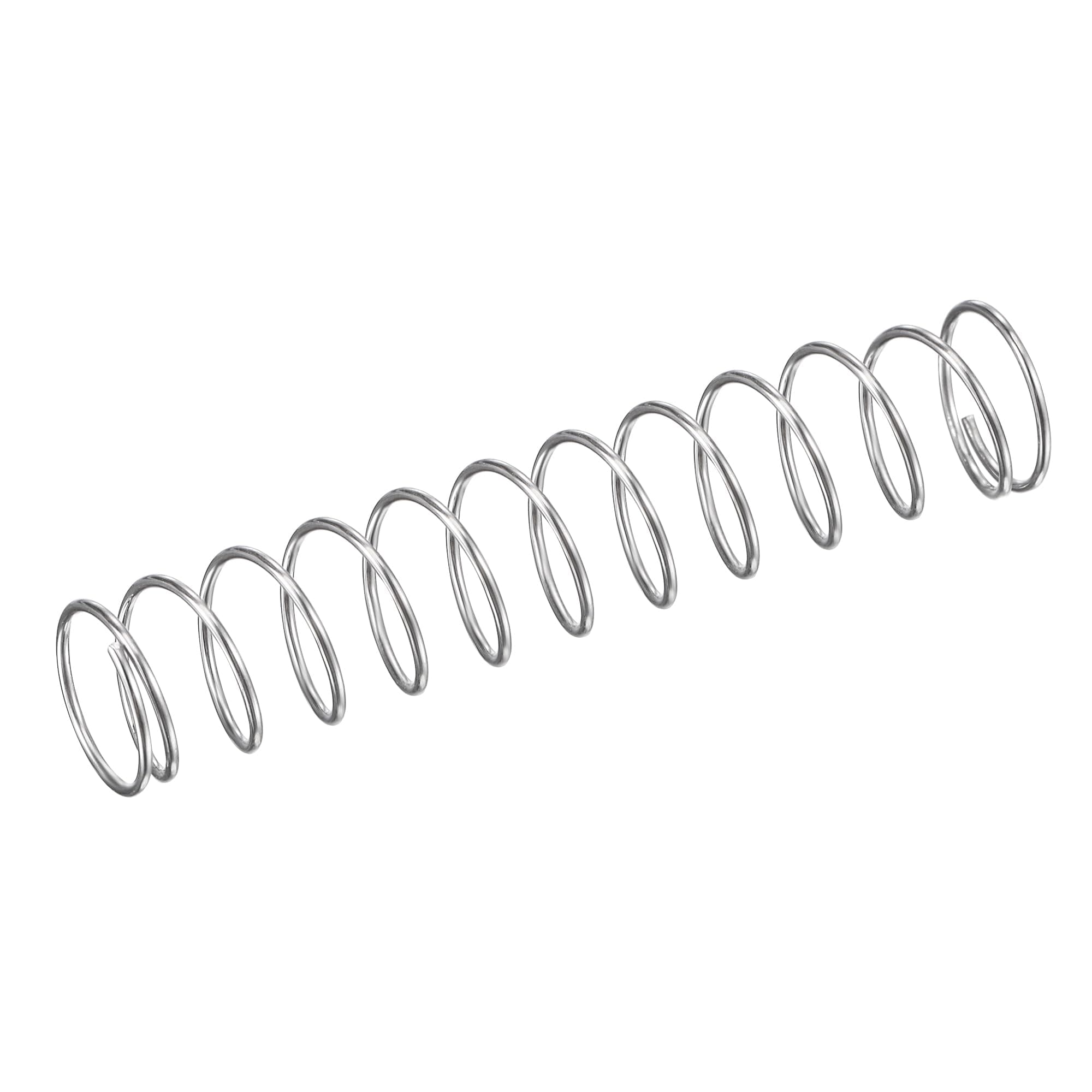 Compression Spring,304 Stainless Steel,10mm OD,0.7mm Wire Size,9mm Compressed Length,50mm Free Length,11.8N Load Capacity, Silver Tone,5pcs