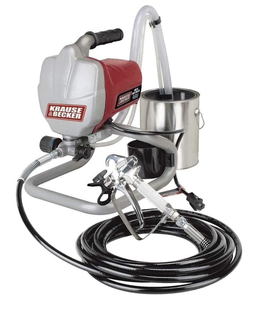 Airless Paint Sprayer Kit Krause & Becker. It Is 5/8 Horsepower. Made From Lightweight Stainless Steel Metal. Easy Cleaning and Durable. Easy Twist Pressure Control by Krause & Becker