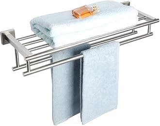 Alise Towel Rack,Towel Holder Towel Shelf with Double Towel Bars for Bathroom Lavatory,SUS 304 Stainless Steel Wall Mount Towel Hanger Storage,24-Inch Brushed Nickel,GZ8000-LS