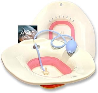 Sitz Bath for Hemorrhoids Relief, Foldable Basin for Toilet Seat, Ideal for Essential Postpartum Care, Perineal Soaking & Hygiene, Includes Hand Flusher with Sprayer, Yoni Steam Tub by Fivona