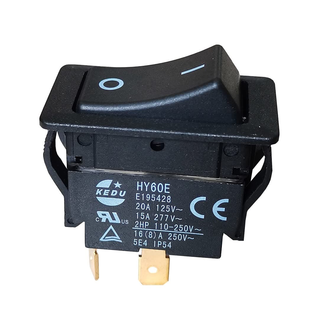 1 Piece KEDU HY60E Push Button Switch ON-Off Rocker Switch 20A 125V 16(8) A 250V E195428 Black