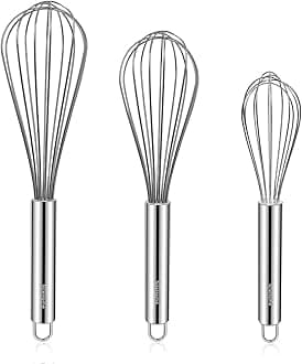 Stainless Steel Whisk Set 8" 10" 12" Kitchen Whisk Balloon Whisk Kitchen Wisk Wire Whisks for Cooking, Whisking, Blending, Beating, Stirring-3 Pack…