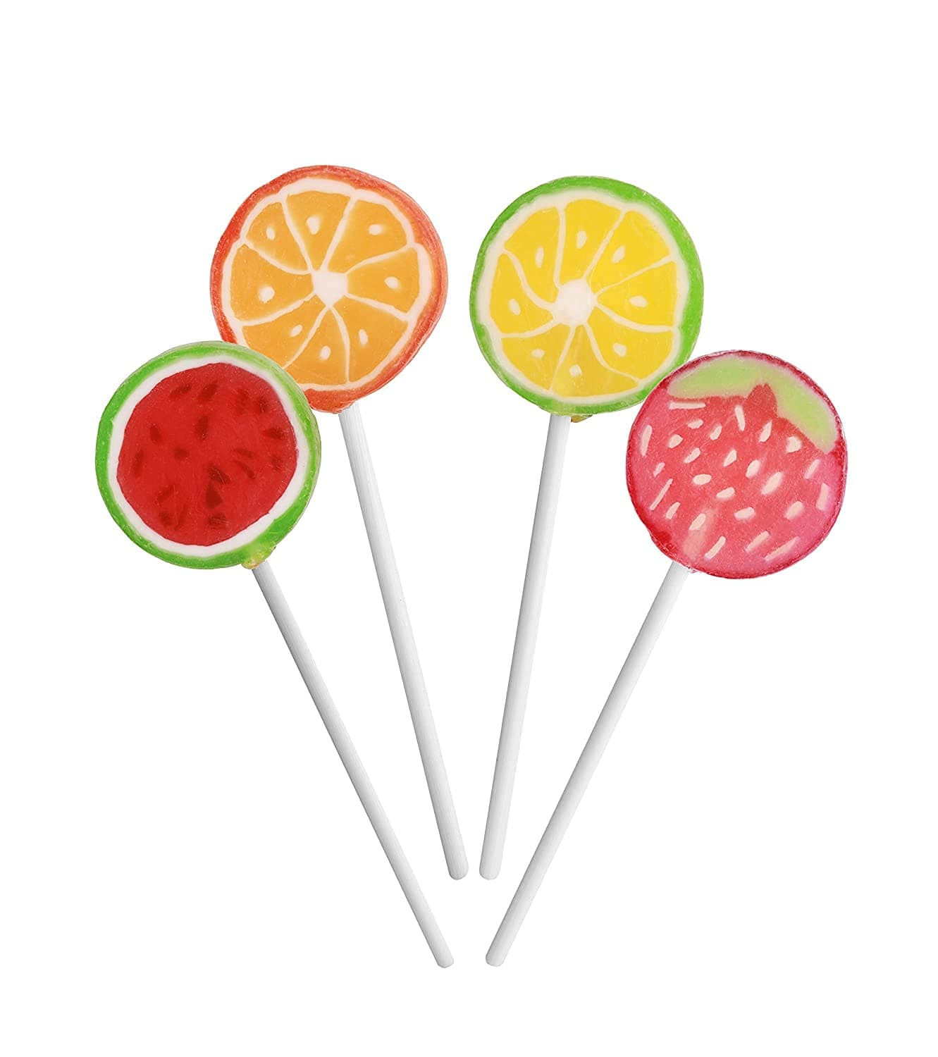 Candy Shop Handmade Assorted Fruit Flavored Lollipops, Fruity Strawberry, Orange, Lemon, and Watermelon Suckers (2 LB)