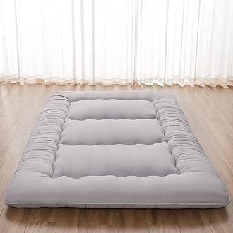Japanese Floor Mattress, Futon Mattress with Portable Storage Bag, Roll Up Mattress Thick Tatami Mattress Suitable for Camping, Guest Room, Grey, Twin
