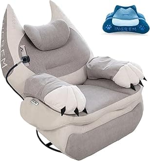 INGREM Smart Recliner with Adjustable Settings, Voice-Activated Home Theater Gaming Seat Rocker, Electric Lounge Chair Featuring USB Port ，Phone Holder and Cat Claw Armrest (Grayish White)