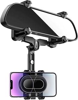 WUITIN Rearview Mirror Phone Holder for Car,360°Rotatable and Retractable Multifunctional Rear View Mirror Phone Holder,Four Corners Fixed Anti-Shake Design,for All Mobile Phones and All Car