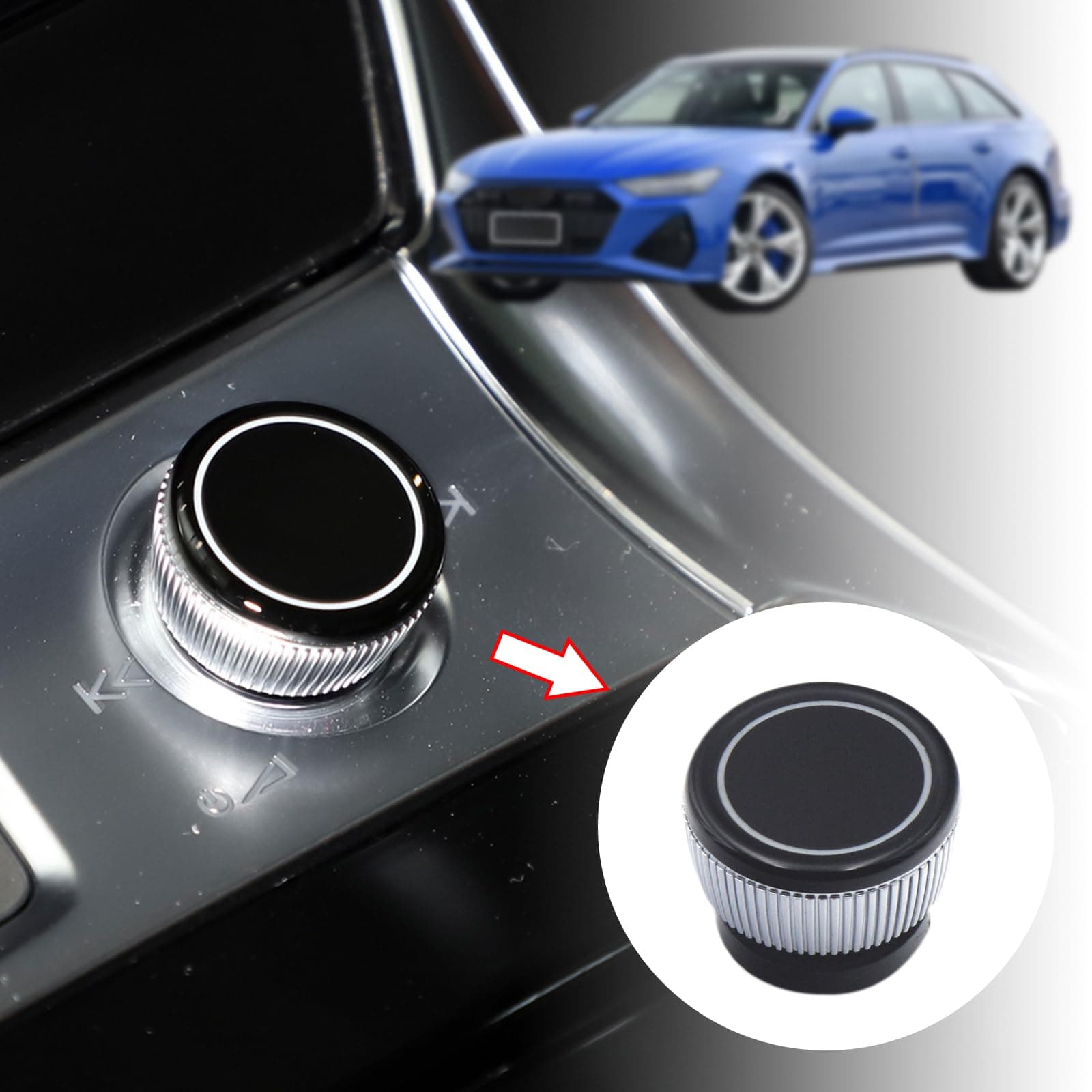 RuiWen ADKB008 MMI Volume Adjust Control Knob Switch Compatible with Audi A6 2019-2023, Q7 2016-2023, Q8 2019-2023 OE #4N0919070