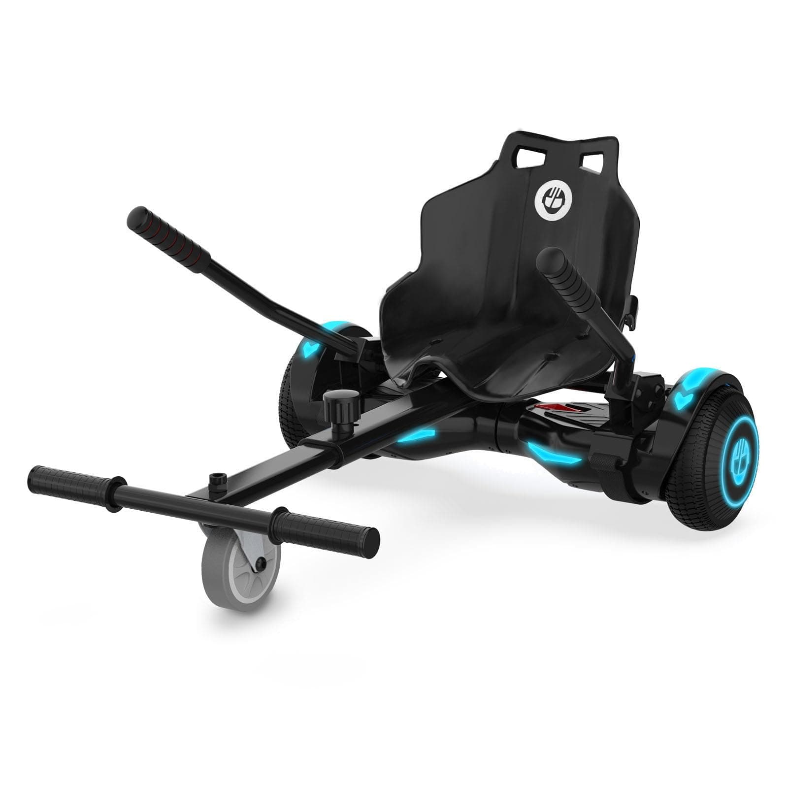 HoverflyKart Seat Attachment Accessory for 6.5" 8" 8.5" 10" Self Balancing Scooter, Adjustable Frame Length and Handlebar Control Buggy Attachment, Hover Board Go Kart Accessory, Large, Black