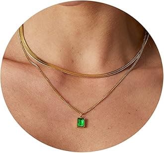 TasisoHerringbone Choker Necklace Set Double Layer Snake Chain Herringbone Chain Necklace Layering Necklace Set Cuban Chain Necklace for Women