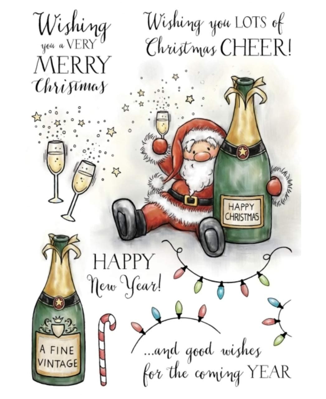 Wild Rose Studio Boozy Santa A5 Stamp Set, A7