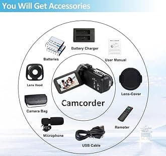 5K Camcorder Video Camera HD 64MP Camcorder 18X Digital Zoom with IR Night Version Vlogging Camera for YouTube 3.0" LCD Touch Screen with WiFi, Lens Hood, 32 GB SD Card and Remote Control, Microphone
