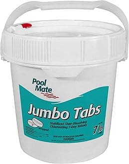 Pool Mate 7-Pounds Premium Slow-Dissolving Jumbo Tabs, Chlorine Tablets 3 Inch, Made in USA