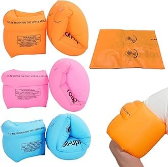 3 Pairs Inflatable Swimming Armbands for Kids Adults - Swimming Aid Children's Float Armbands - Infant Inflatable Arm Bands - Float Roll up Sleeves Swimming Ring - Learning Swim Training Aids