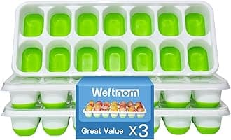 Ice Cube Tray, Ice Cube Trays for Freezer 3 Pack with Lids, Ice Tray Easy-Release, Ice Trays for Freezer Stackable, Silicone Ice Cube Tray for Drinks, Coffee - BPA-Free and Odor-Free