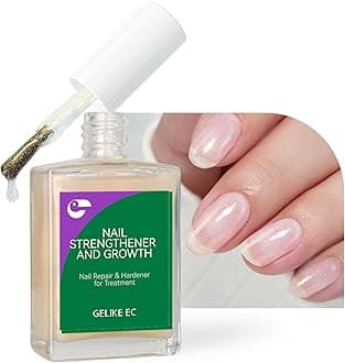 Nail Polish Strengthener and Growth Treatment: Glittering Gelike EC 6 in 1 Natural Nail Hardener Extra Strong and Growth - Long Lasting Nail Repair for Damaged Nails - For Daily Work Home Salon