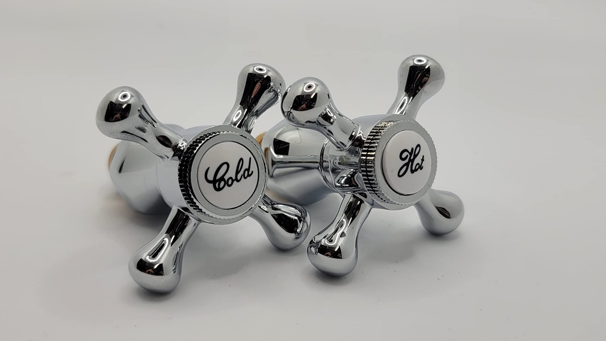 Replacement HOT & Cold Victorian Style Cross Head TAP TOP Covers Chrome Plated 1/2" for Basinath & Kitchen Sink TAPS