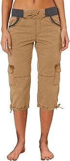 Capri Cargo Trousers Women - Women Cargo Joggers Outdoor Cotton Capri Joggers Women Cropped Trousers 3/4 Length Cargo Trousers Lightweight Quick Dry Hiking Pants Women Elasticated Waist Trousers