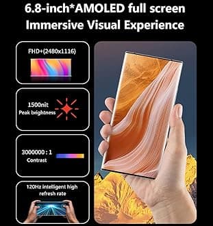 ZTE Axon 40 Ultra Smartphone - 5G Unlocked Android Cell Phone, Snapdragon 8G1, 64MP Triple Camera, 6.8" 120Hz AMOLED Flexible Curved Screen, 5000mAh 65W, 8GB+128GB, NFC, Black