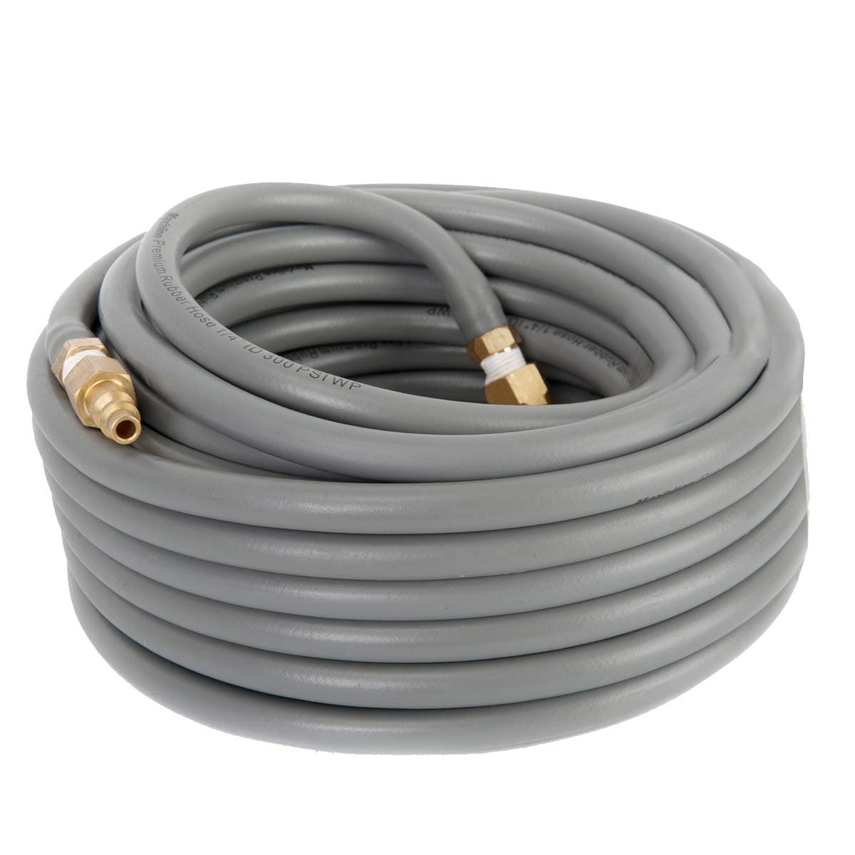 Maxaline Air Compressor Hose Non-Kinking 1/4"X50FT Rubber air Hose 300PSI with 1/4in. Quick Connect Plug & Coupler Grey