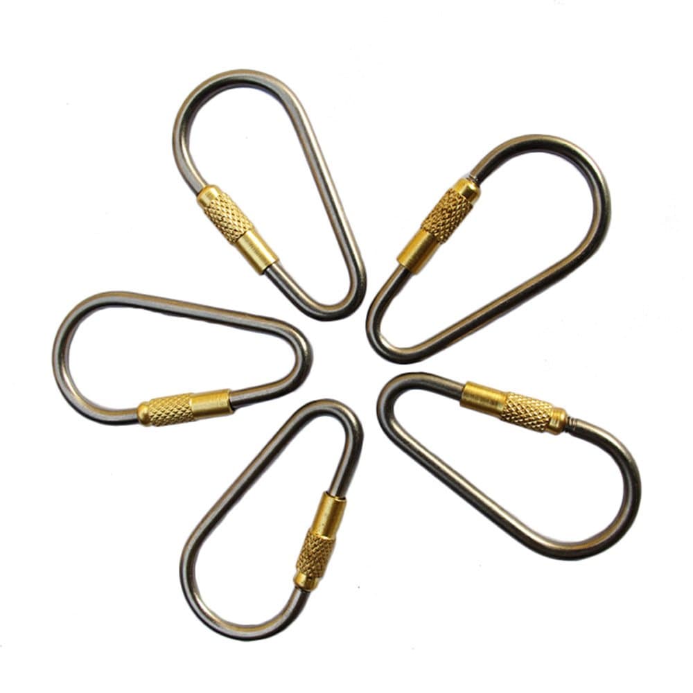 5pcs MINI Titanium Locking Carabiner, Perfect D-Ring for Outdoor and Indoor Use