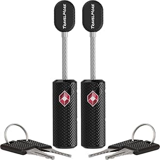 2-Pack TSA Approved Luggage Locks with Keys for Travel | Flexible, Ultra Secure Mini Key Padlocks Made from Zinc Alloy | Luggage Locks | TSA Locks | Black