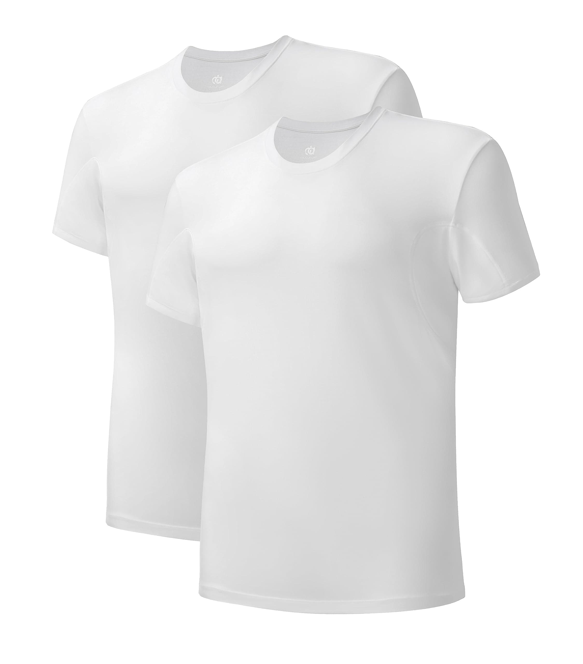 DAVID ARCHY Men's Undershirt with Underarm Sweat Proof Pads, Bamboo Rayon T-Shirt Odor Defense Tees for Men, 2-Pack