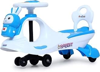 Fun Ride Boy's and Girl's FunRide Bunny Swing Car Rider - Bunny Rabbit Twist and Swing Magic for Kids with Steering Music and Lights Car Ride On (White, Age 3 Plus, Weight Capacity Upto 100 Kg)