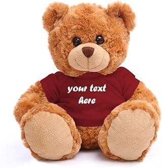 Plushland Teddy Bear 11 Inch, Stuffed Animal Personalized Gift - Great Present for Mothers Day, Valentine Day, Graduation, Birthday,Anniversary, get Well,Christmas (Mocha Bear, Maroon)