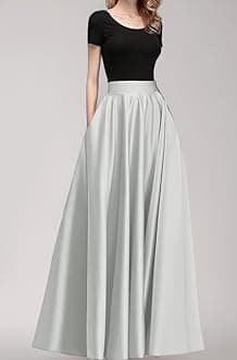 JANAK Maxi Skirt for Women, Soft Silk Fabric, Adjustable Waist, Flared Pattern