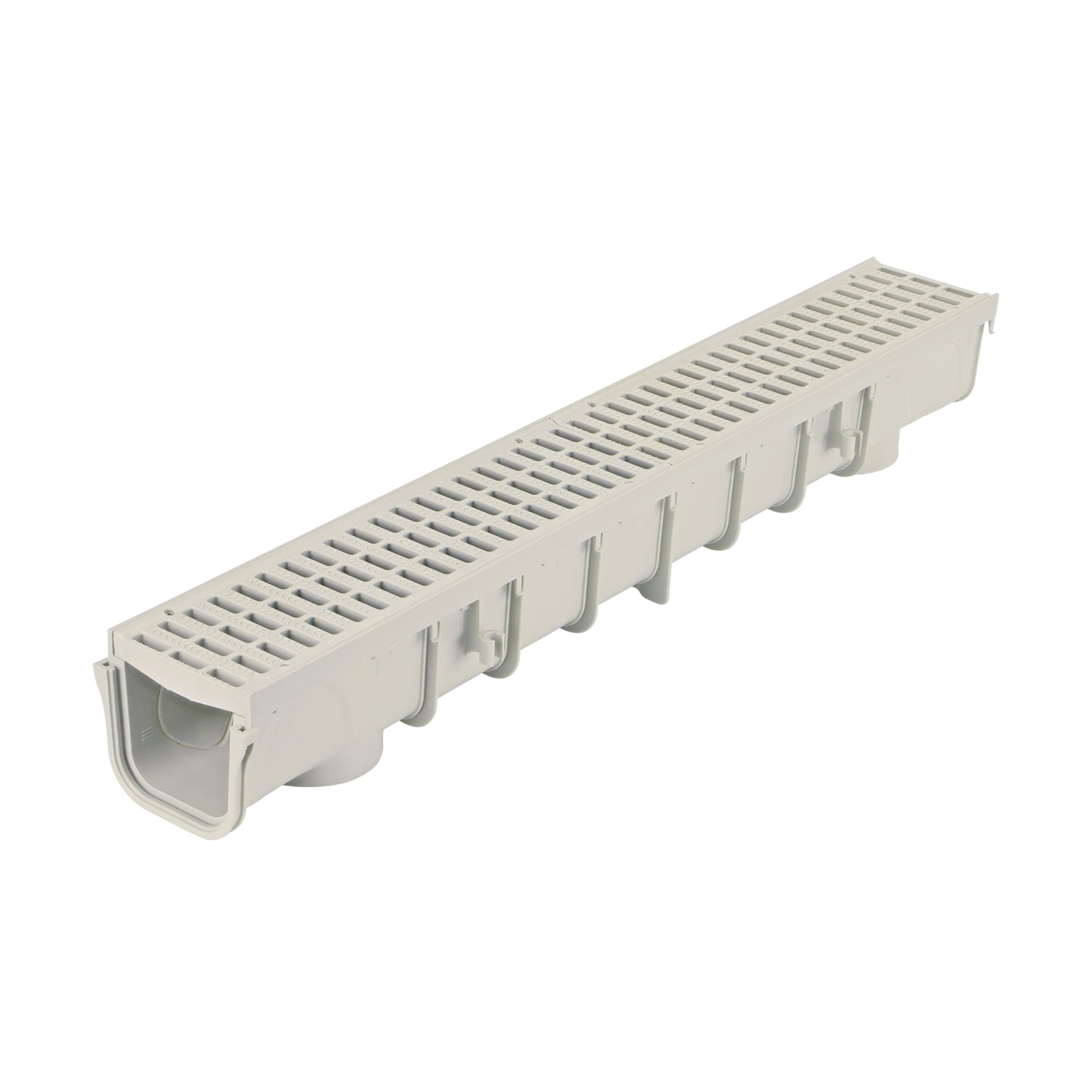NDS 5” Pro Series Deep Profile Channel Drain Kit With HDPE Plastic Grates and End Caps, Trench & Channel Drainage For Driveway, Patio, Pool Deck, Courtyard, 5.5” x 39.4”, Gray