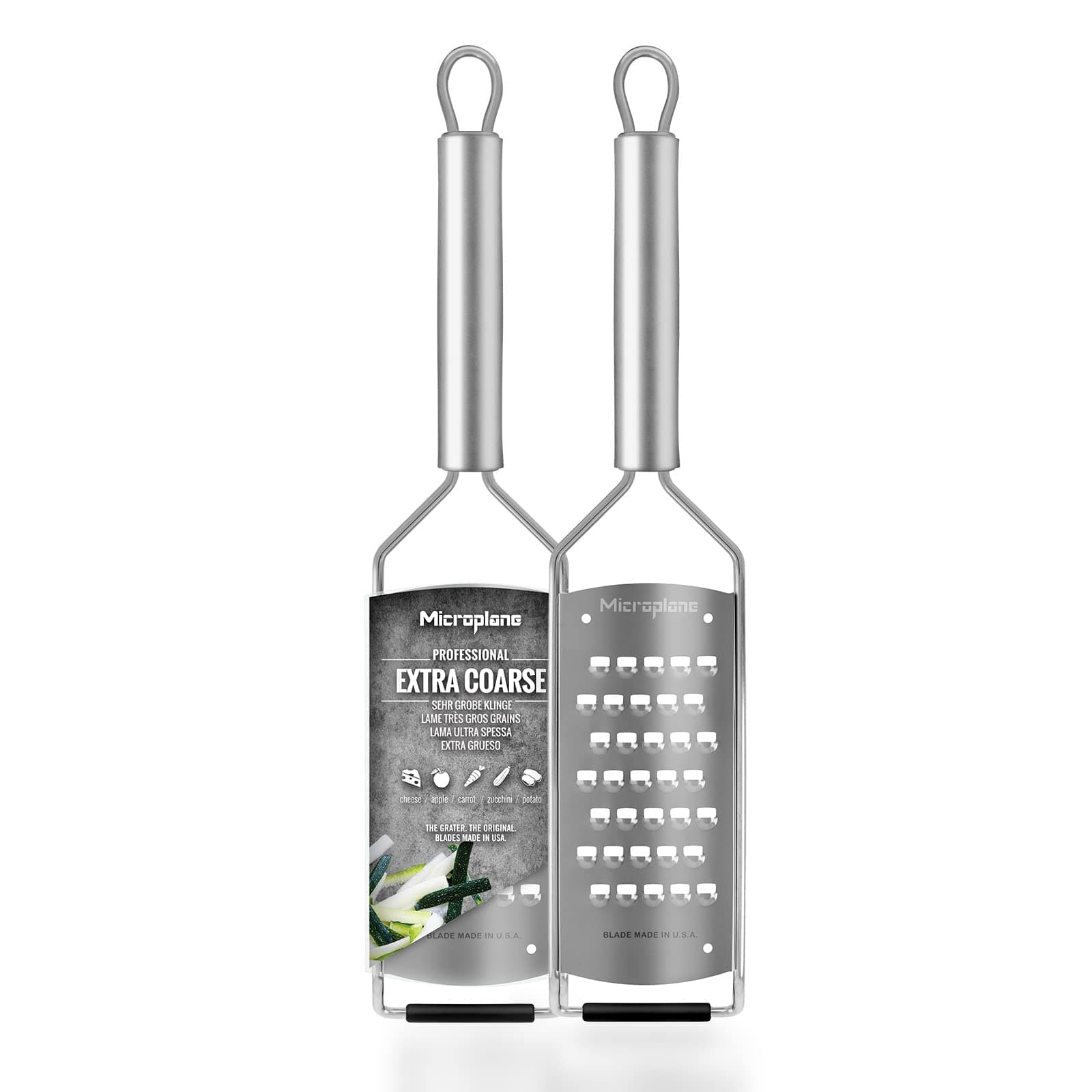 MicroplaneKitchen Grater Extra Coarse for Potato, Zucchini, Carrot, Apple, Cabbage and Cheese with Stainless Steel Blades - Made in USA