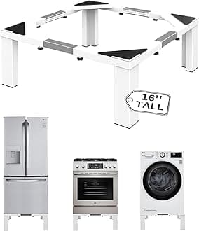 Heavy-Duty All Steel Laundry Pedestal 16" Height, Full size Universal Washing Machine Stand, Dryer Stand, Suitable for all Washer and Dryer Stand(White)