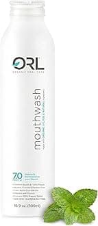 ORL Natural & Organic Alcohol-Free Mouthwash Uniquely Formulated to Clean Your Mouth, Whiten Your Teeth, Strengthen Tooth Enamel with 7.0 pH Balance. Eco-Friendly Aluminum Bottle. 16.9 oz.