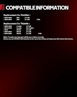 Torchbeam CV Axle Shaft Assembly Compatible with 2009-2018 Corolla, 2003-2013 Matrix, 2003-2010 Vibe, Front CV Axle 66-5224 66-5228